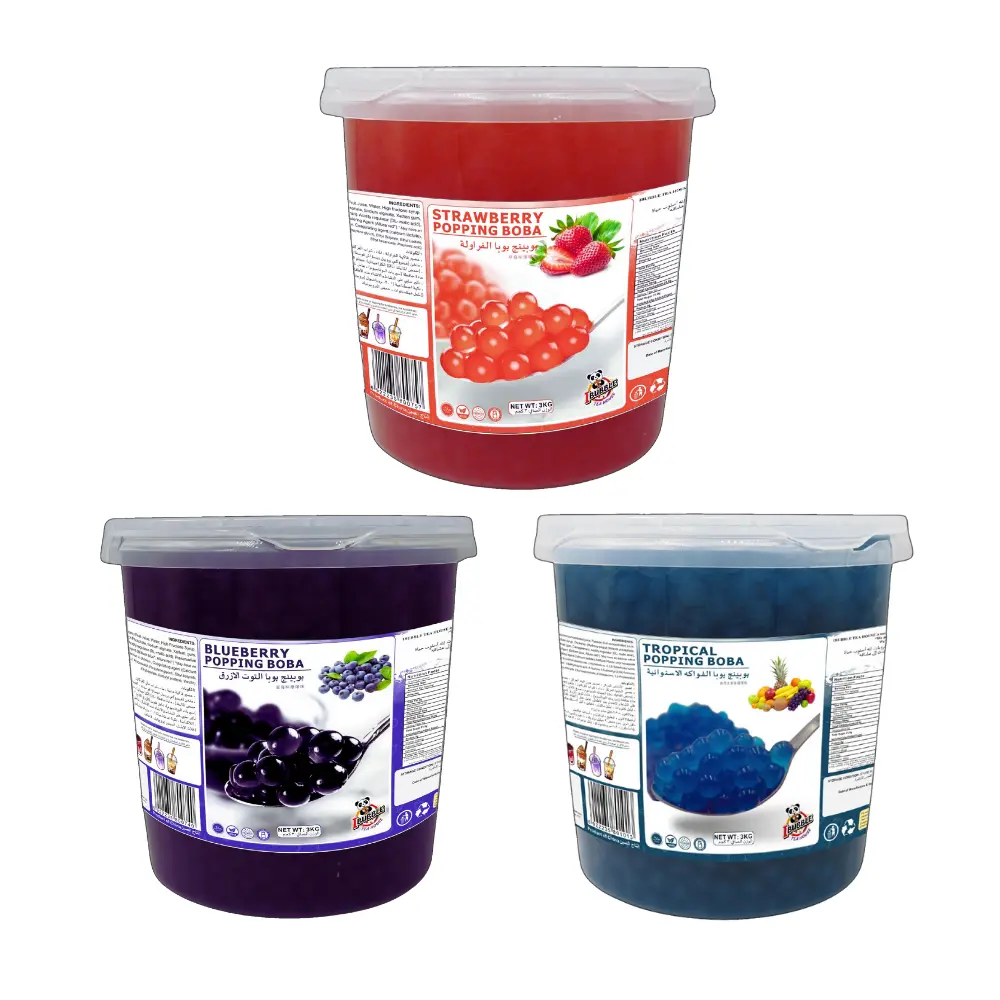 3x Mix Flavoured Popping Boba (1*3kg Each of Blueberry, Strawberry & Tropical Popping Boba)