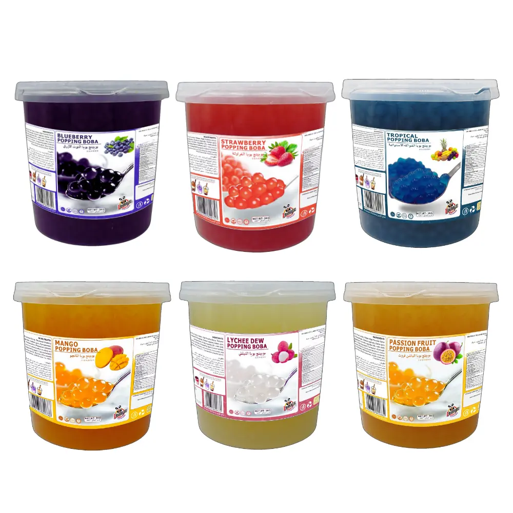 6x Mix Flavoured Popping Boba (1*3kg Each of Blueberry, Strawberry, Tropical, Mango, Lychee & Passion Fruit Popping Boba) 