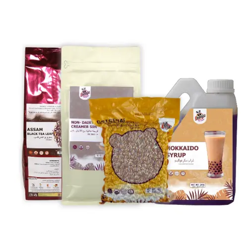 500g Assam tea, 1kg Non-Dairy Creamer, 3kg Hokkiado Syrup, 1 Tapioca Pearl