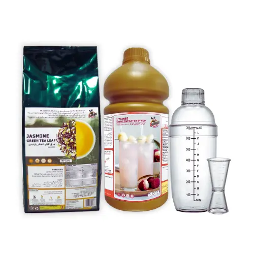 500g Jasmine Green Tea,1.9L Lychee Syrup, 1 Shaker Cup & 1 jigger